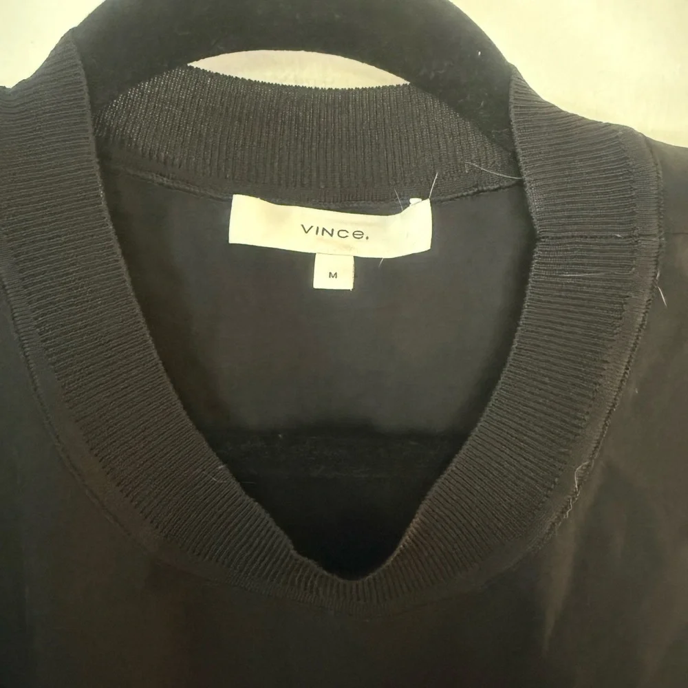 Vince Black Ribbed Collar Top - Picture 3 of 4
